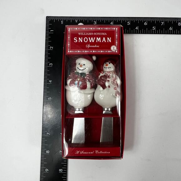 Snowman Service Set Platter Spreaders Fitz & Floyd Williams-Sonoma Holiday Table - Picture 9 of 10